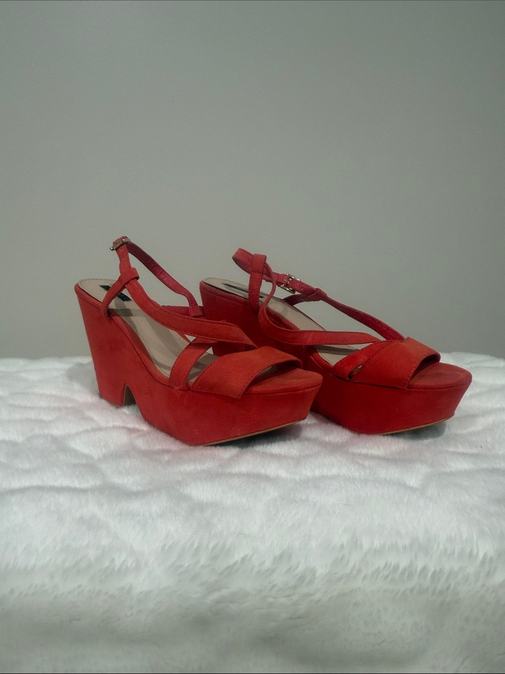 Forever 21 Red Platform Wedge Sandals